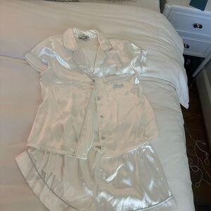 White satin “Bride” pajamas